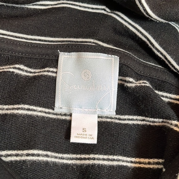 Sunday Black Cowl Neck Long Sleeve Striped Dress - Picture 9 of 11